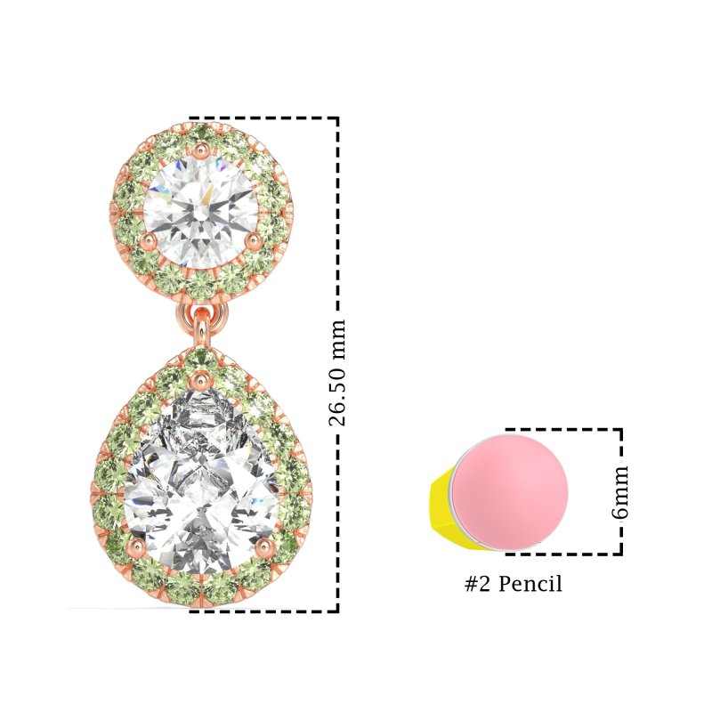 Pear & Round Halo Drop Earrings
