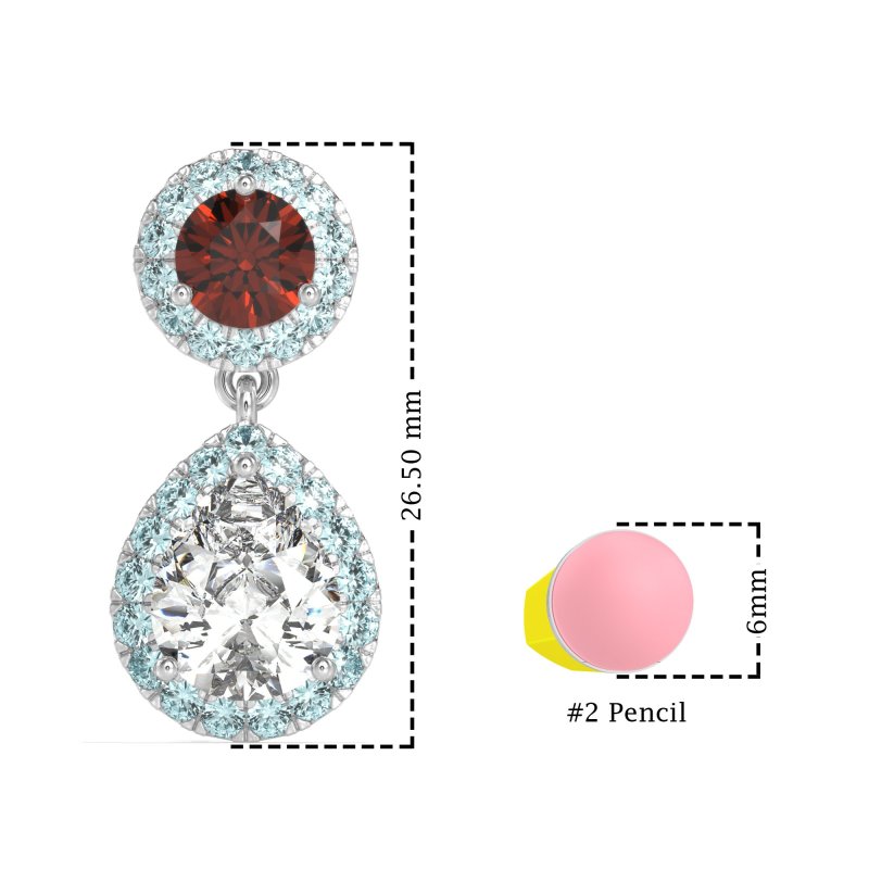 Pear & Round Halo Drop Earrings