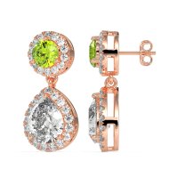 Pear & Round Halo Drop Earrings