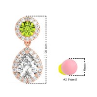 Pear & Round Halo Drop Earrings