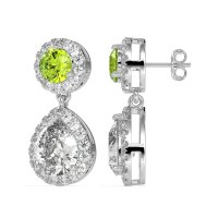 Pear & Round Halo Drop Earrings