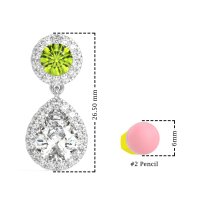 Pear & Round Halo Drop Earrings