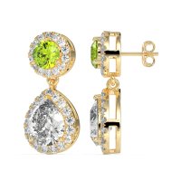 Pear & Round Halo Drop Earrings