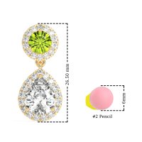 Pear & Round Halo Drop Earrings