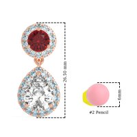 Pear & Round Halo Drop Earrings