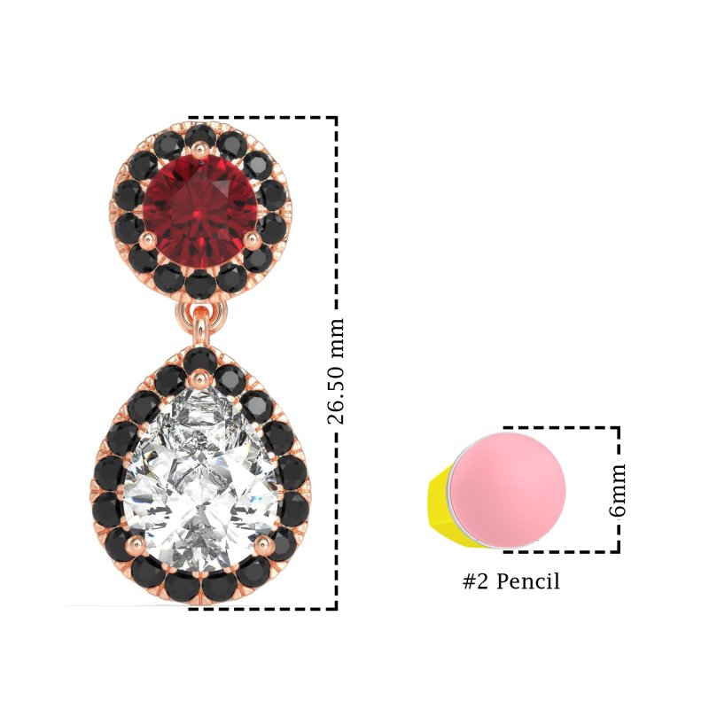 Pear & Round Halo Drop Earrings