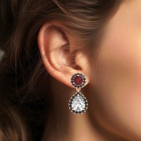 Pear & Round Halo Drop Earrings