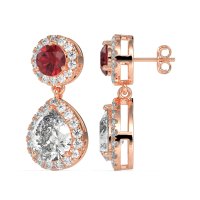 Pear & Round Halo Drop Earrings