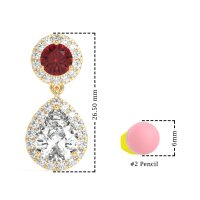 Pear & Round Halo Drop Earrings