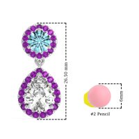 Pear & Round Halo Drop Earrings