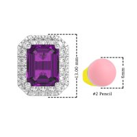 Emerald Cut Halo Stud Earrings