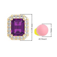 Emerald Cut Halo Stud Earrings