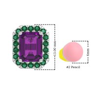 Emerald Cut Halo Stud Earrings