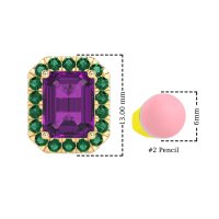Emerald Cut Halo Stud Earrings