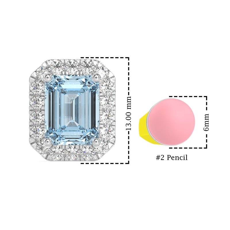 Emerald Cut Halo Stud Earrings