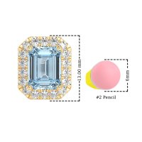 Emerald Cut Halo Stud Earrings
