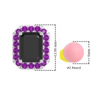 Emerald Cut Halo Stud Earrings