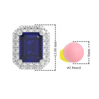 Emerald Cut Halo Stud Earrings