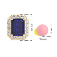Emerald Cut Halo Stud Earrings