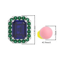 Emerald Cut Halo Stud Earrings