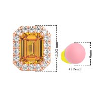 Emerald Cut Halo Stud Earrings