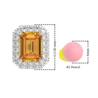 Emerald Cut Halo Stud Earrings