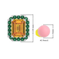 Emerald Cut Halo Stud Earrings