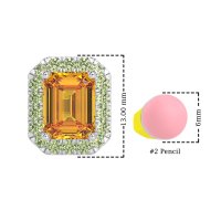 Emerald Cut Halo Stud Earrings