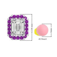 Emerald Cut Halo Stud Earrings