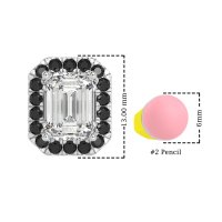 Emerald Cut Halo Stud Earrings