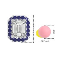 Emerald Cut Halo Stud Earrings