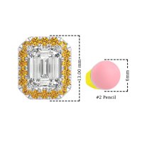 Emerald Cut Halo Stud Earrings