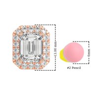 Emerald Cut Halo Stud Earrings