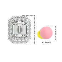Emerald Cut Halo Stud Earrings
