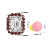 Emerald Cut Halo Stud Earrings