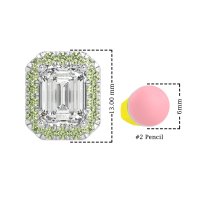 Emerald Cut Halo Stud Earrings