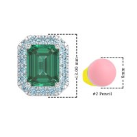 Emerald Cut Halo Stud Earrings