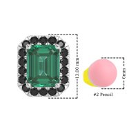 Emerald Cut Halo Stud Earrings