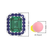 Emerald Cut Halo Stud Earrings