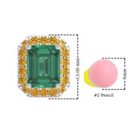 Emerald Cut Halo Stud Earrings