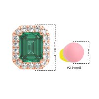 Emerald Cut Halo Stud Earrings
