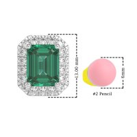 Emerald Cut Halo Stud Earrings