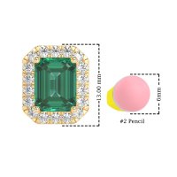 Emerald Cut Halo Stud Earrings