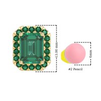 Emerald Cut Halo Stud Earrings