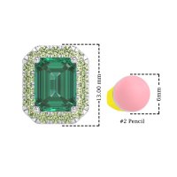 Emerald Cut Halo Stud Earrings