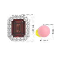 Emerald Cut Halo Stud Earrings