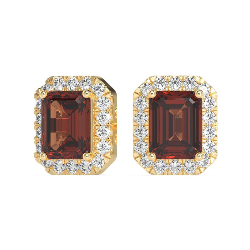 Emerald Cut Halo Stud Earrings