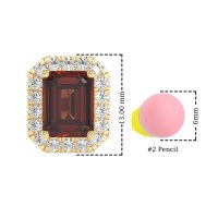 Emerald Cut Halo Stud Earrings