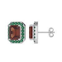 Emerald Cut Halo Stud Earrings