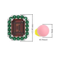 Emerald Cut Halo Stud Earrings